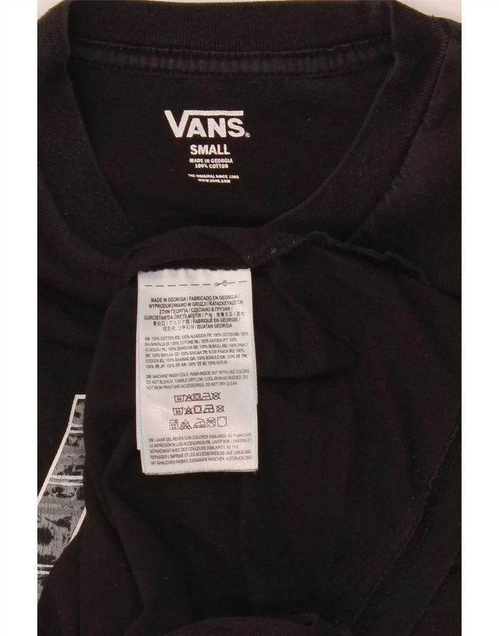 Vans Mens Graphic Top Manga Longa Pequeno Algodão Preto