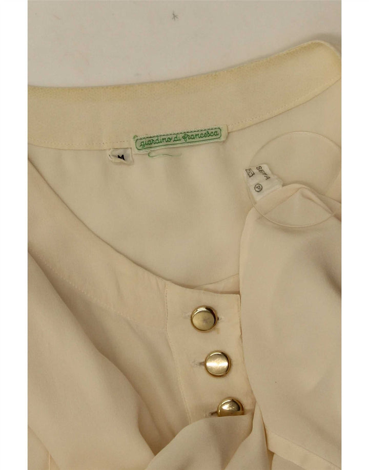 Blusa feminina vintage UK 14 seda branca média