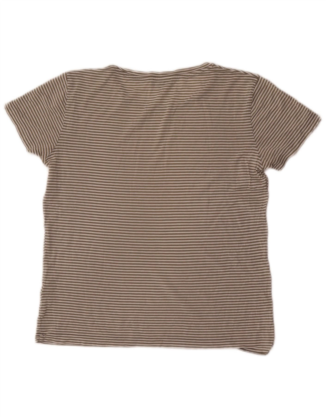 Camiseta feminina Cos UK 14 algodão listrado cinza médio