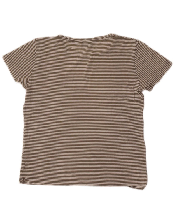 Camiseta feminina Cos UK 14 algodão listrado cinza médio