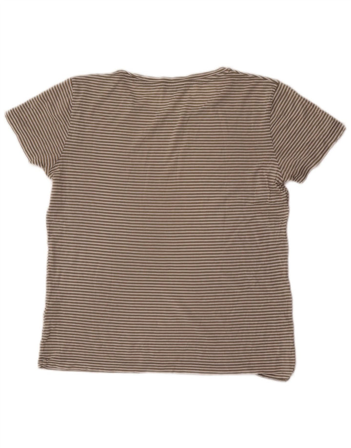 Camiseta feminina Cos UK 14 algodão listrado cinza médio