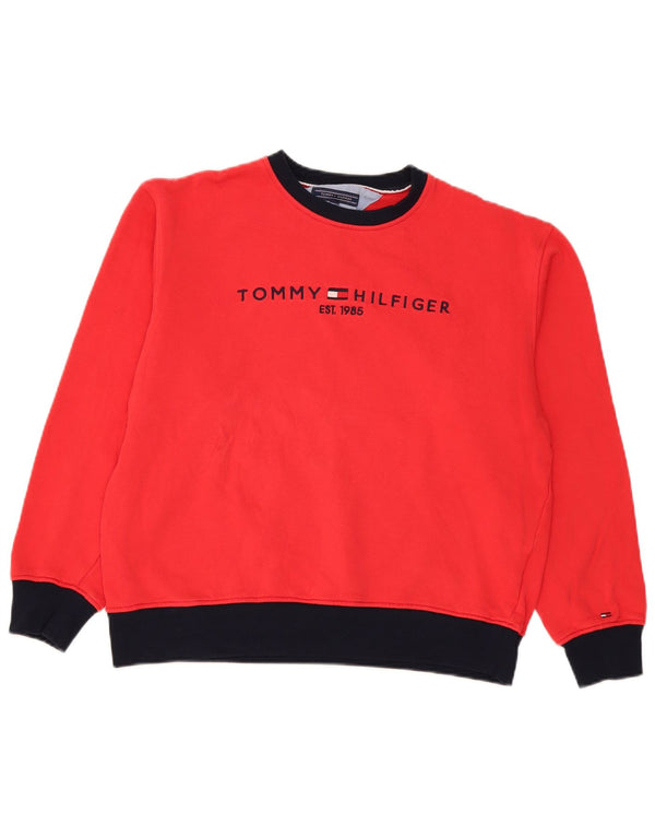 Tommy Hilfiger moletom gráfico feminino jumper UK 18 XL algodão vermelho
