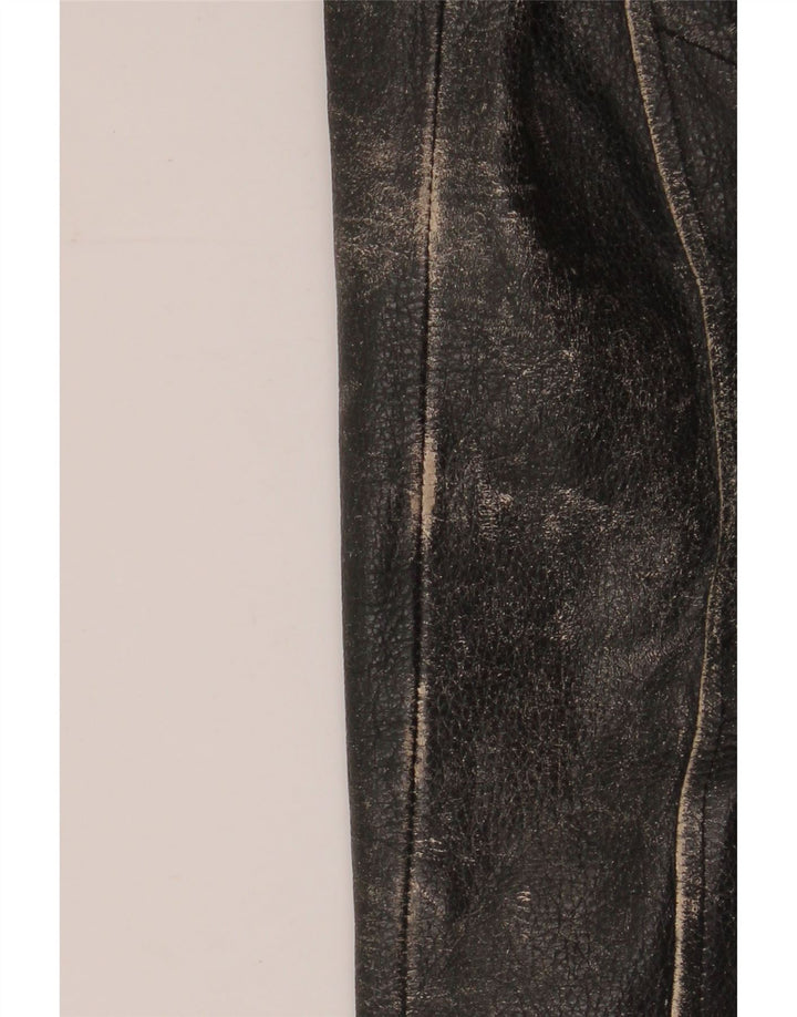 Jaqueta feminina Yuppie de couro curto para motociclista EU 38 couro preto médio