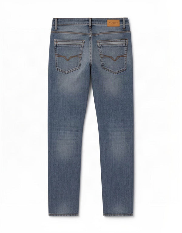 Guess Calça jeans masculina desgastada W32 L30 azul algodão