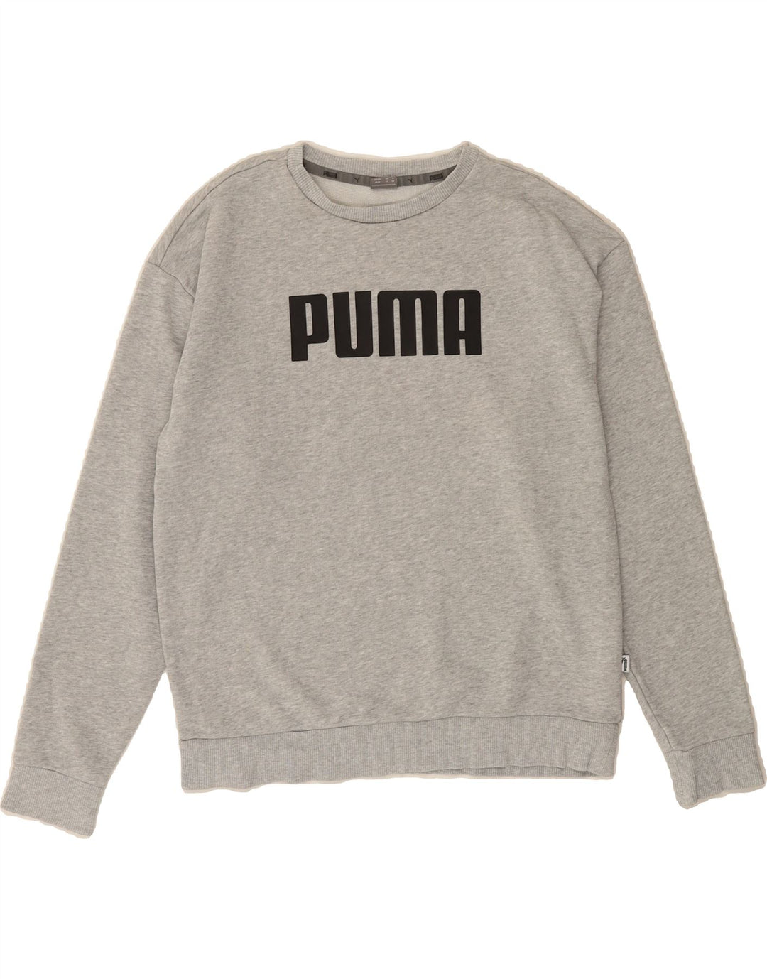 PUMA Womens Graphic Hoodie Jumper UK 12 Medium Grey Cotton Vintage Puma and Second-Hand Puma from Messina Hembry 