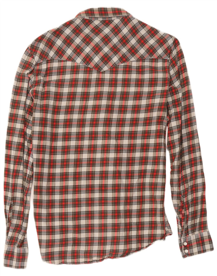 Camisa masculina de flanela Slim Fit Levi's de algodão xadrez vermelho médio
