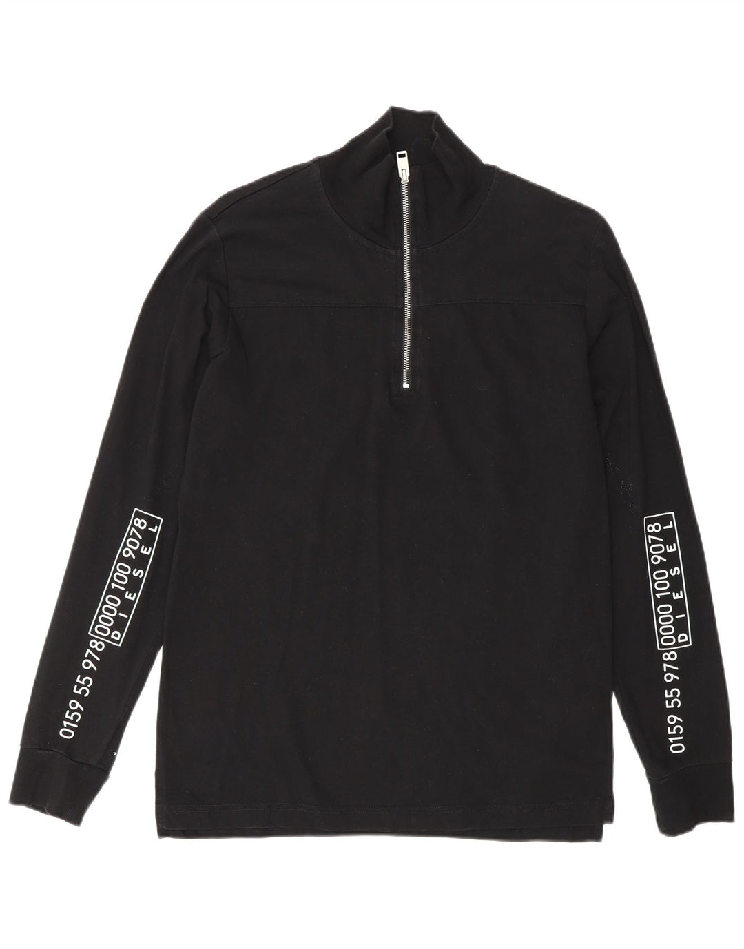 Suéter masculino diesel com zíper e gola alta de algodão preto pequeno