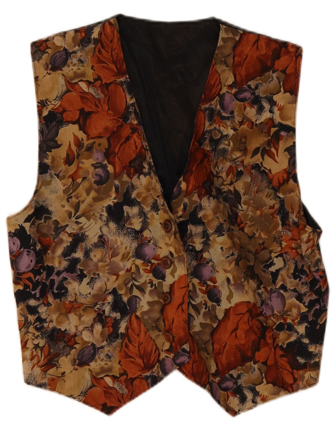 Colete feminino vintage UK 12 médio floral multicolorido