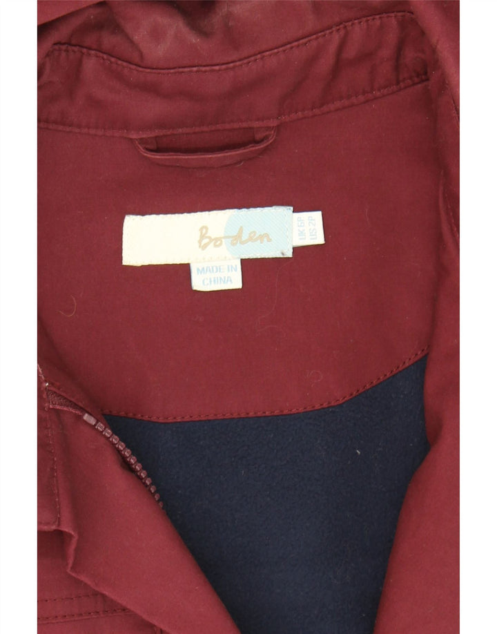 BODEN Womens Hooded Overcoat UK 6 XS Burgundy Cotton Vintage Boden and Second-Hand Boden from Messina Hembry 
