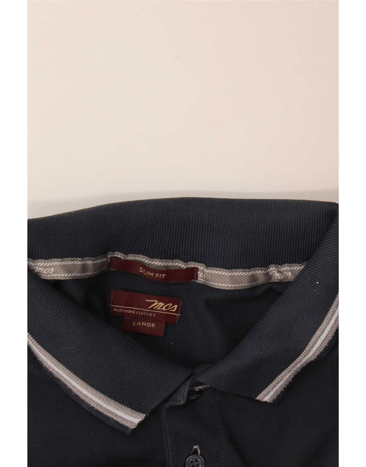 Camisa polo masculina Marlboro Classics Slim Fit grande azul marinho