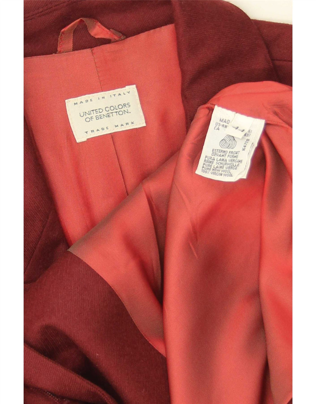 Jaqueta Blazer Feminina Benetton Crop 2 Botões IT 44 Lã Borgonha Média