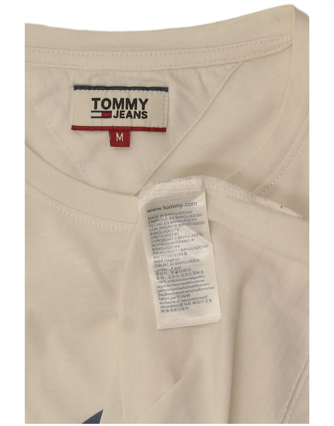 Tommy Hilfiger Camiseta masculina gráfica Top médio algodão branco
