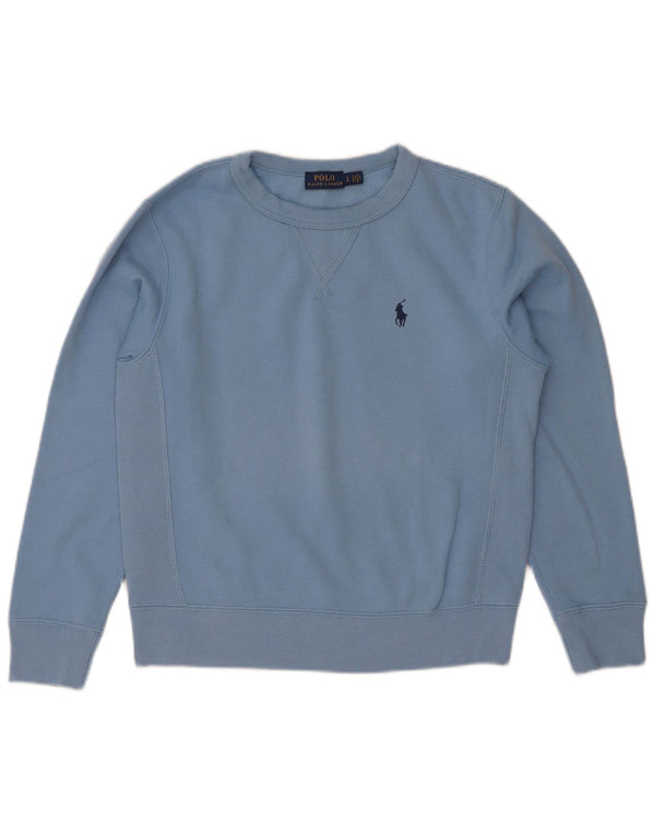 Polo Ralph Lauren moletom feminino jumper UK 10 pequeno algodão azul