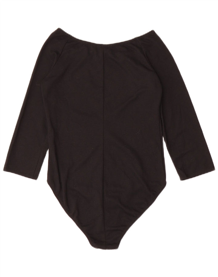 Macacão feminino Zara manga 3/4 Reino Unido 12 poliéster preto médio