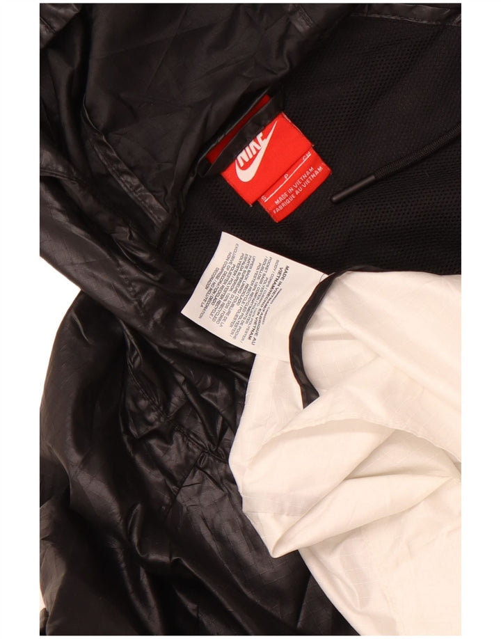 Jaqueta de chuva feminina Nike com capuz oversized UK 10 Small Black Colourblock