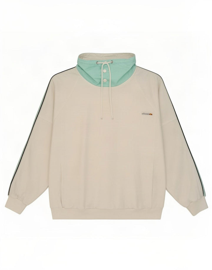 Suéter masculino Ellesse com gola redonda e botão grande de algodão colorido branco
