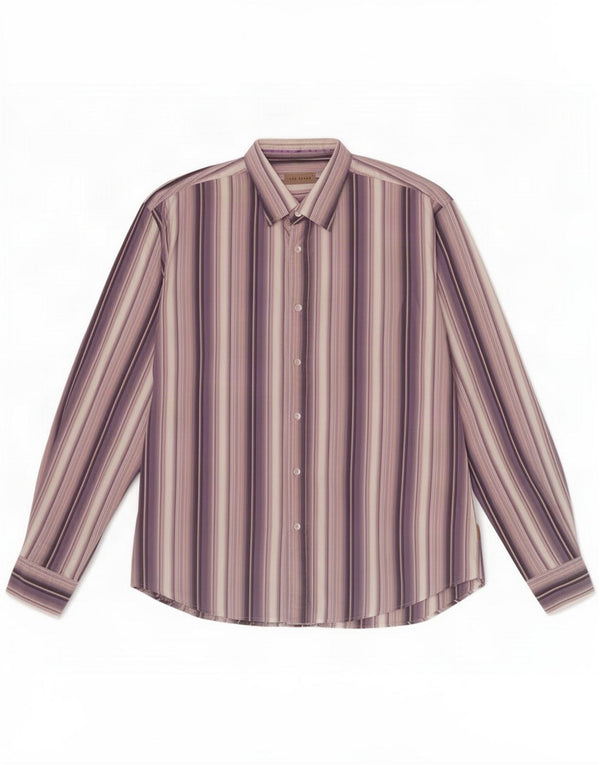 Camisa masculina Ted Baker tamanho 6 2XL algodão listrado roxo