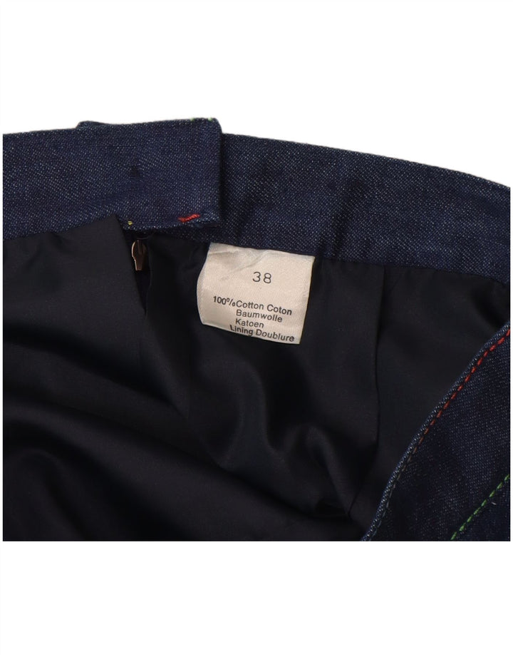 Saia jeans feminina VINTAGE de cintura alta UE 38 médio W26 algodão azul marinho