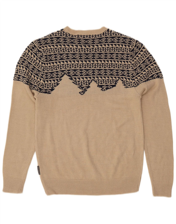 Suéter masculino com gola canoa FRENCH CONNECTION médio bege geométrico