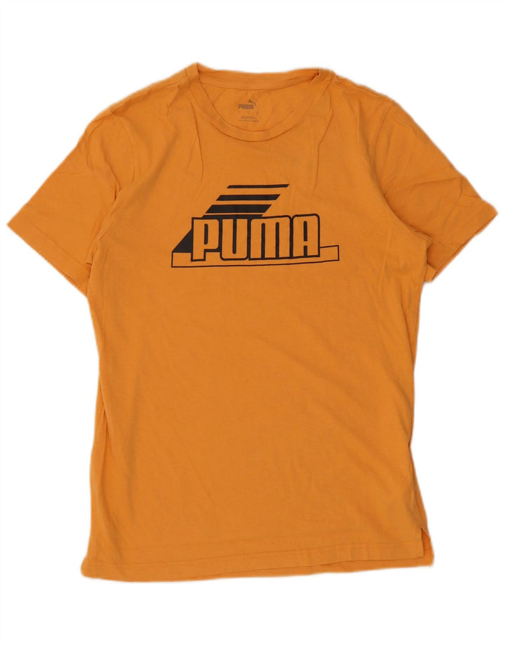 Puma Mens Graphic T-Shirt Top Pequeno Algodão Laranja