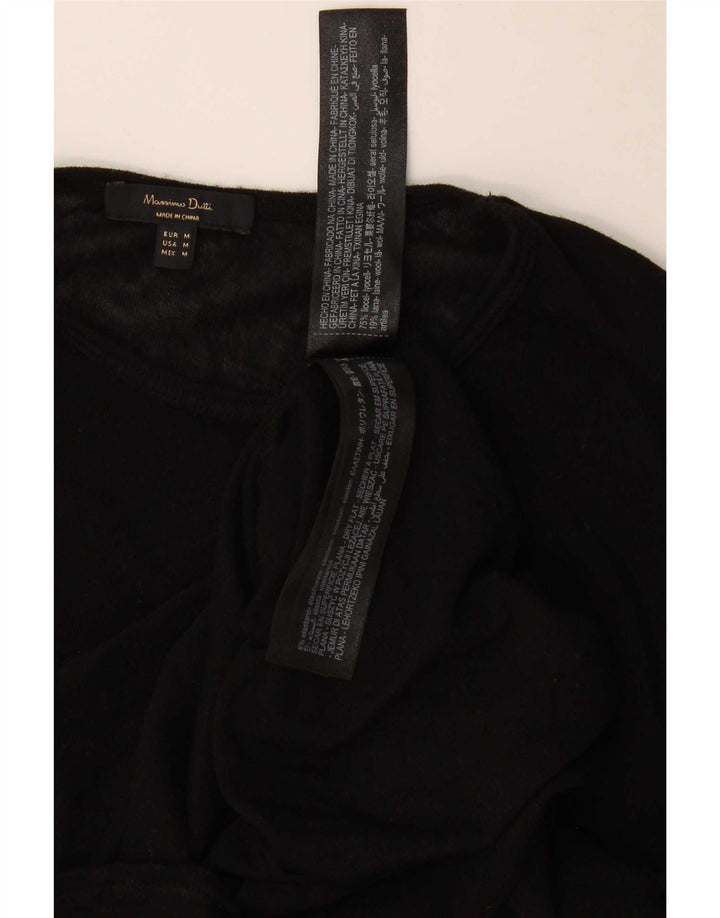 Suéter feminino Massimo Dutti com gola canoa Reino Unido 12 médio preto