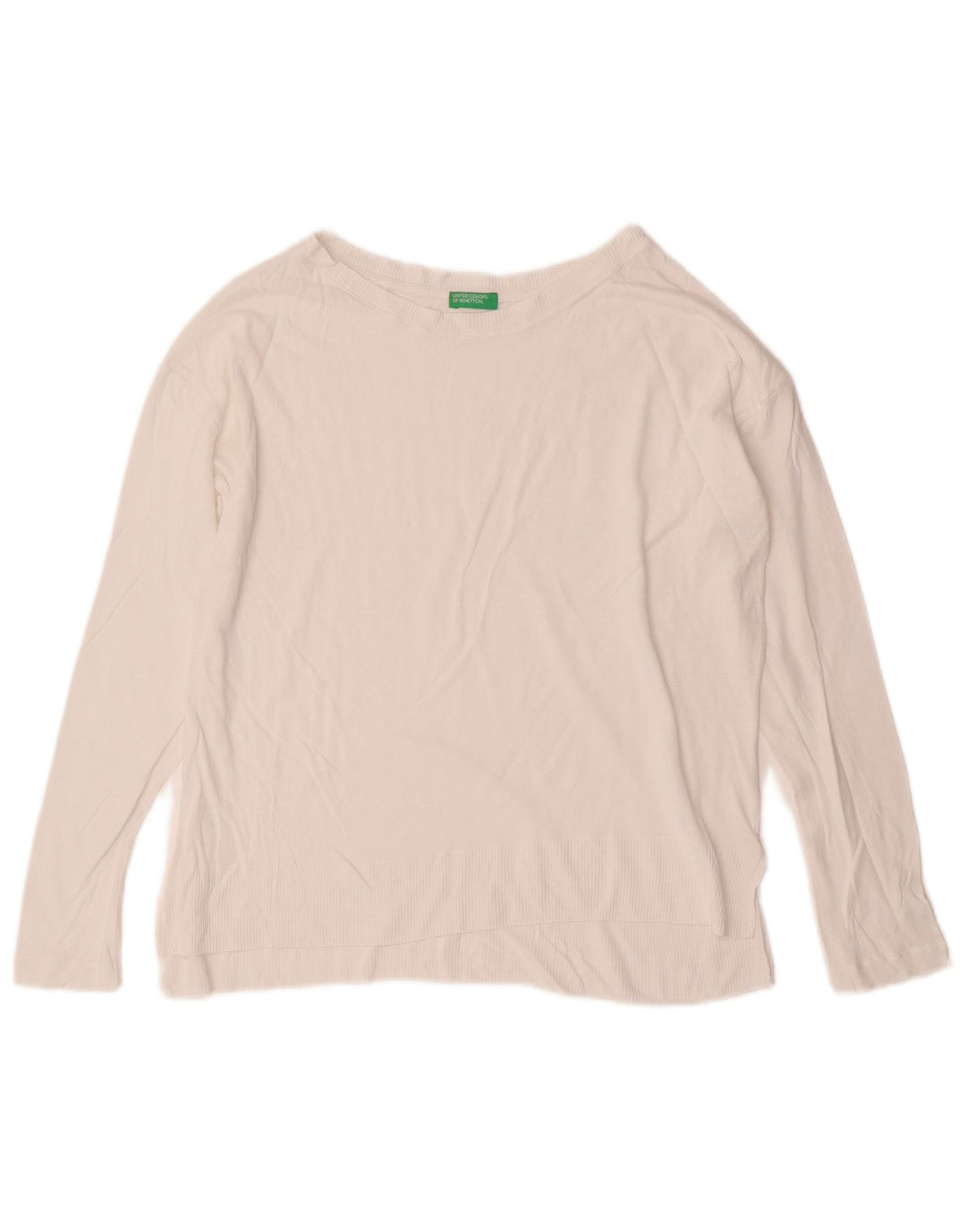 Suéter feminino com gola canoa BENETTON Reino Unido 14 médio branco