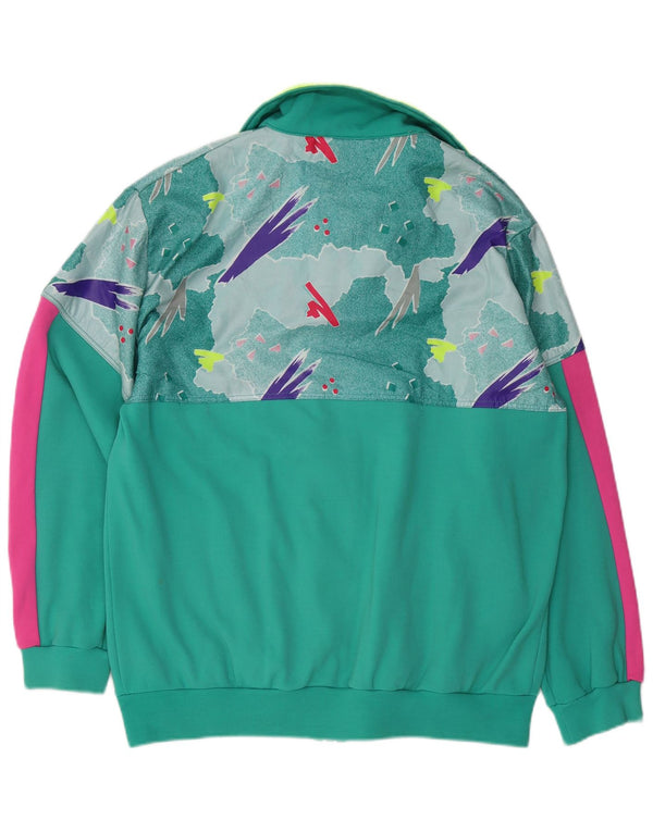 VINTAGE Jaqueta masculina de agasalho grande verde geométrica