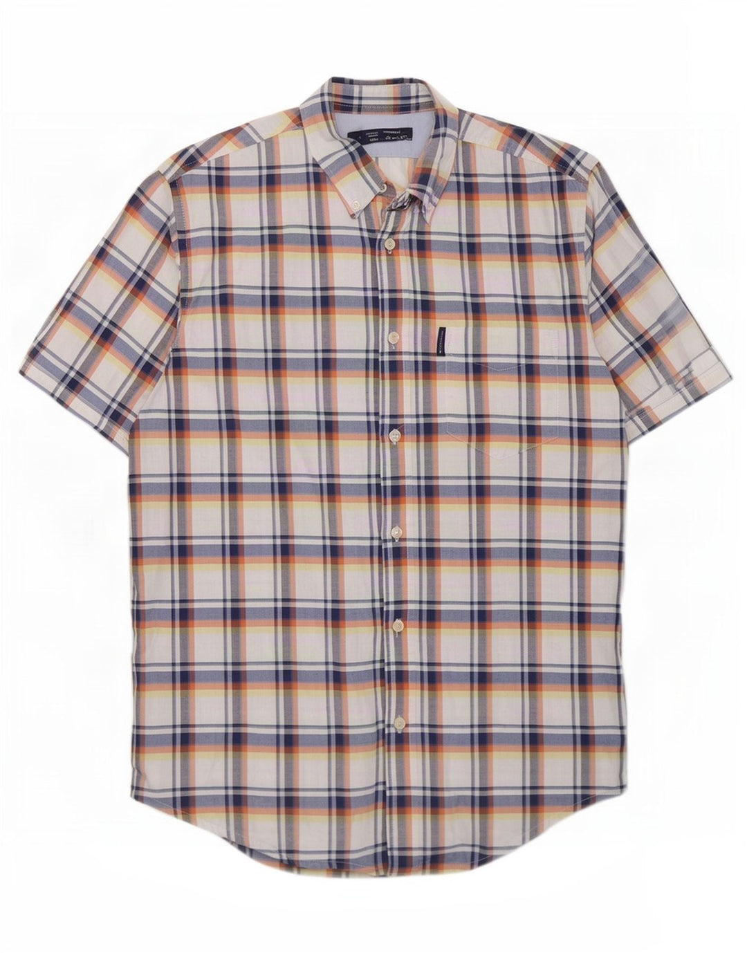 Camisa masculina de manga curta Ben Sherman grande algodão xadrez azul