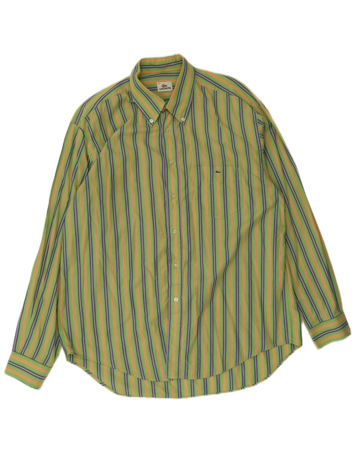 Camisa masculina Lacoste tamanho 44 XL listrada verde