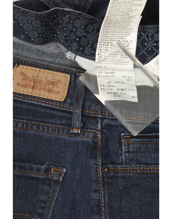 Levi's feminino 525 jeans retos US 8 médio W29 L32 algodão azul marinho