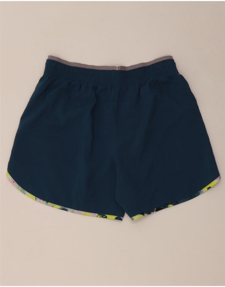 Shorts esportivos gráficos femininos New Balance UK 14 poliéster azul médio