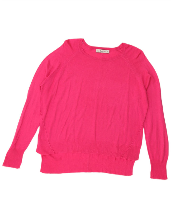 Zara Suéter feminino oversized com gola canoa Reino Unido 14 médio rosa