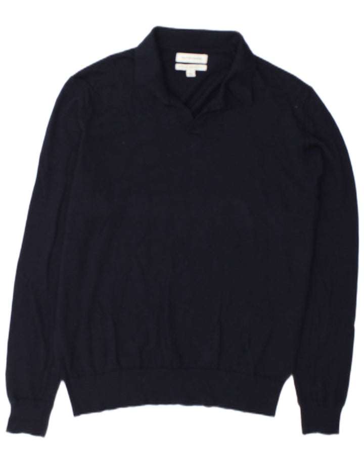 Suéter masculino Marks & Spencer Autograph Polo com gola grande azul marinho