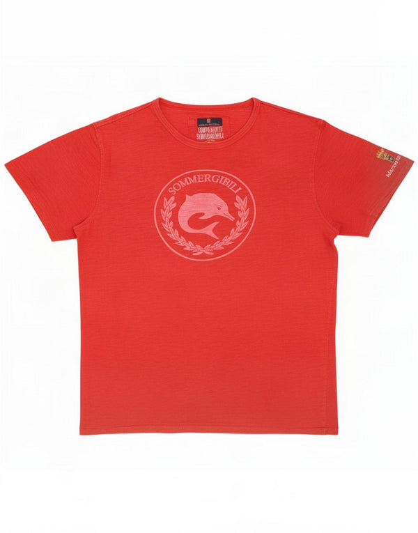 Camiseta gráfica masculina Marina Militare Top XL Algodão Vermelho