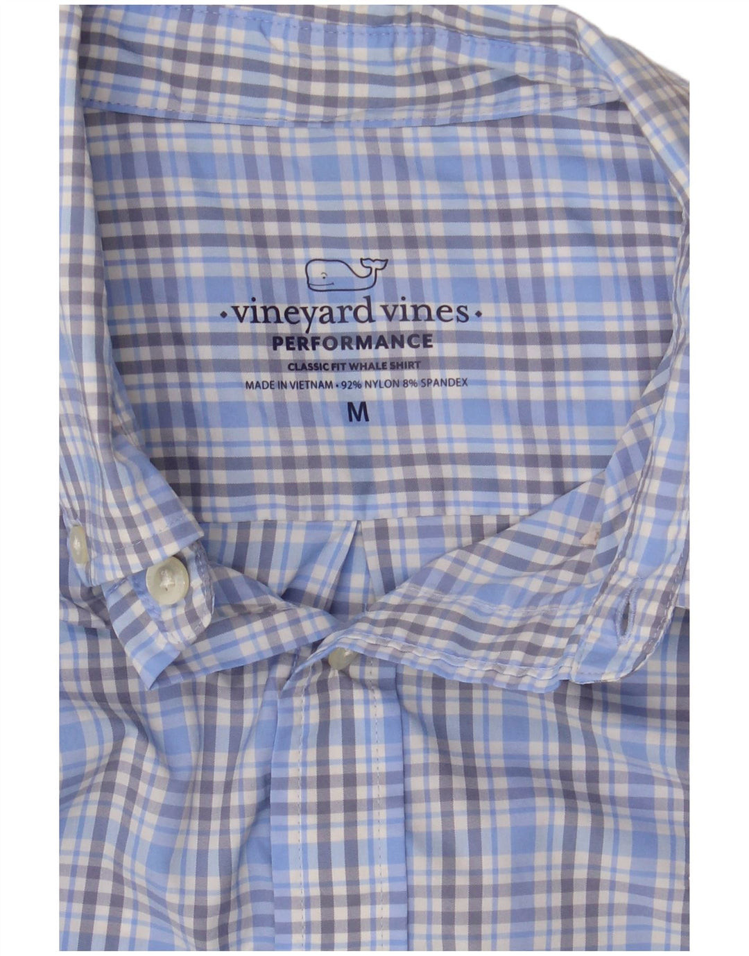 Vineyard Vines Camisa masculina clássica de ajuste médio azul xadrez nylon