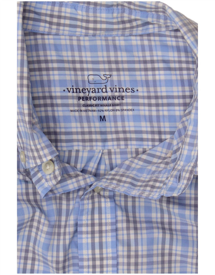 Vineyard Vines Camisa masculina clássica de ajuste médio azul xadrez nylon