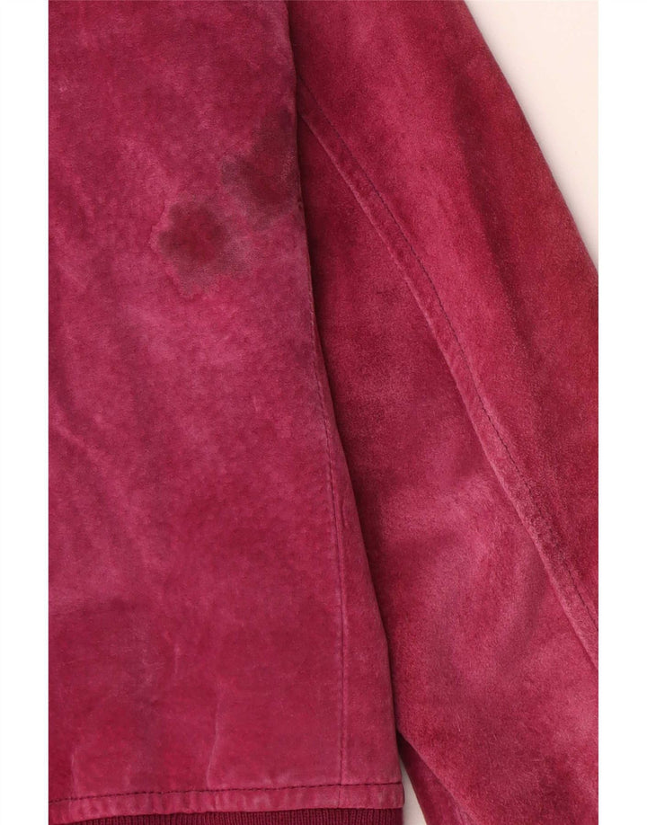 Jaqueta bomber de camurça feminina vintage IT 44 couro rosa médio