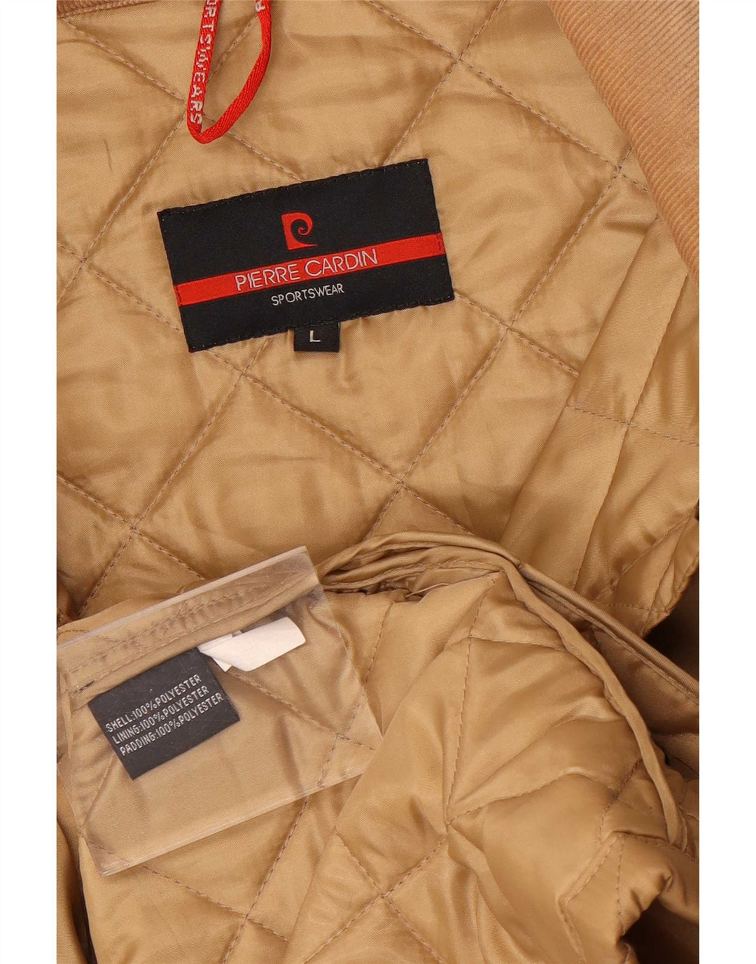 Jaqueta acolchoada masculina Pierre Cardin UK 40 grande poliéster bege