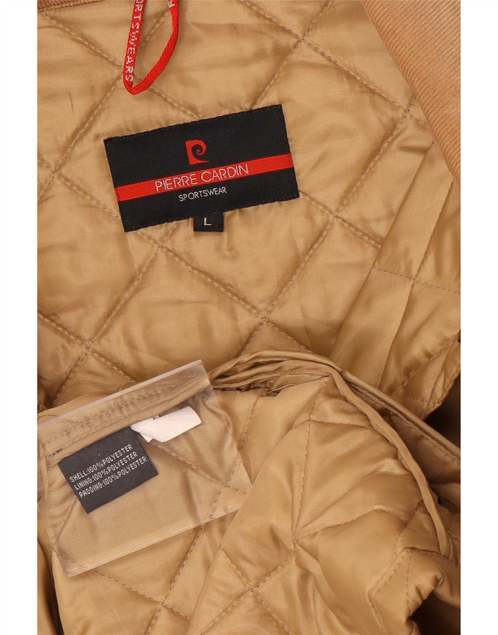 Jaqueta acolchoada masculina Pierre Cardin UK 40 grande poliéster bege