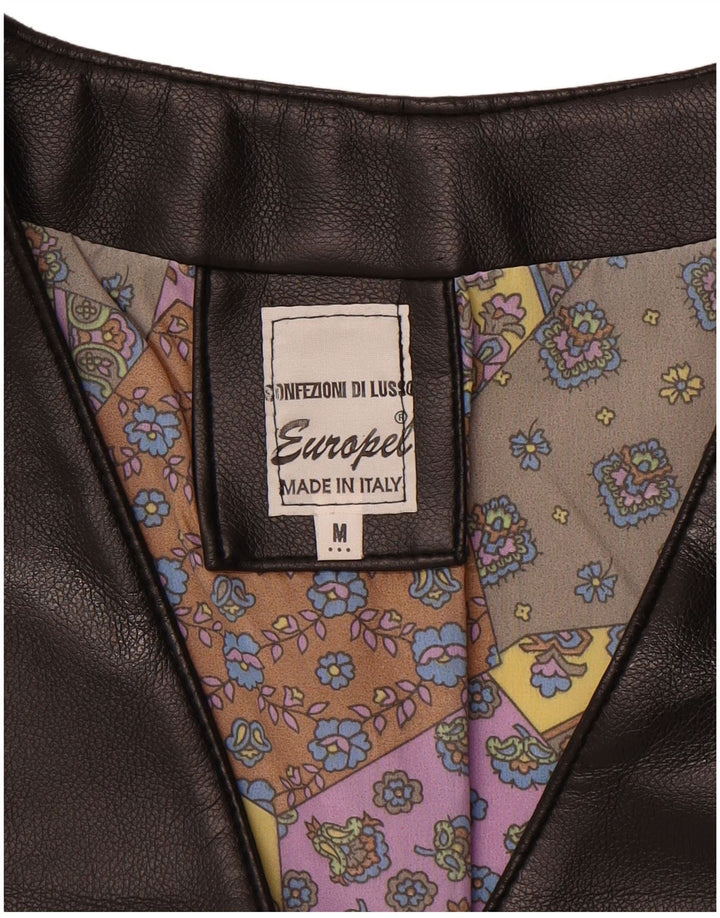Colete de couro masculino VINTAGE médio preto