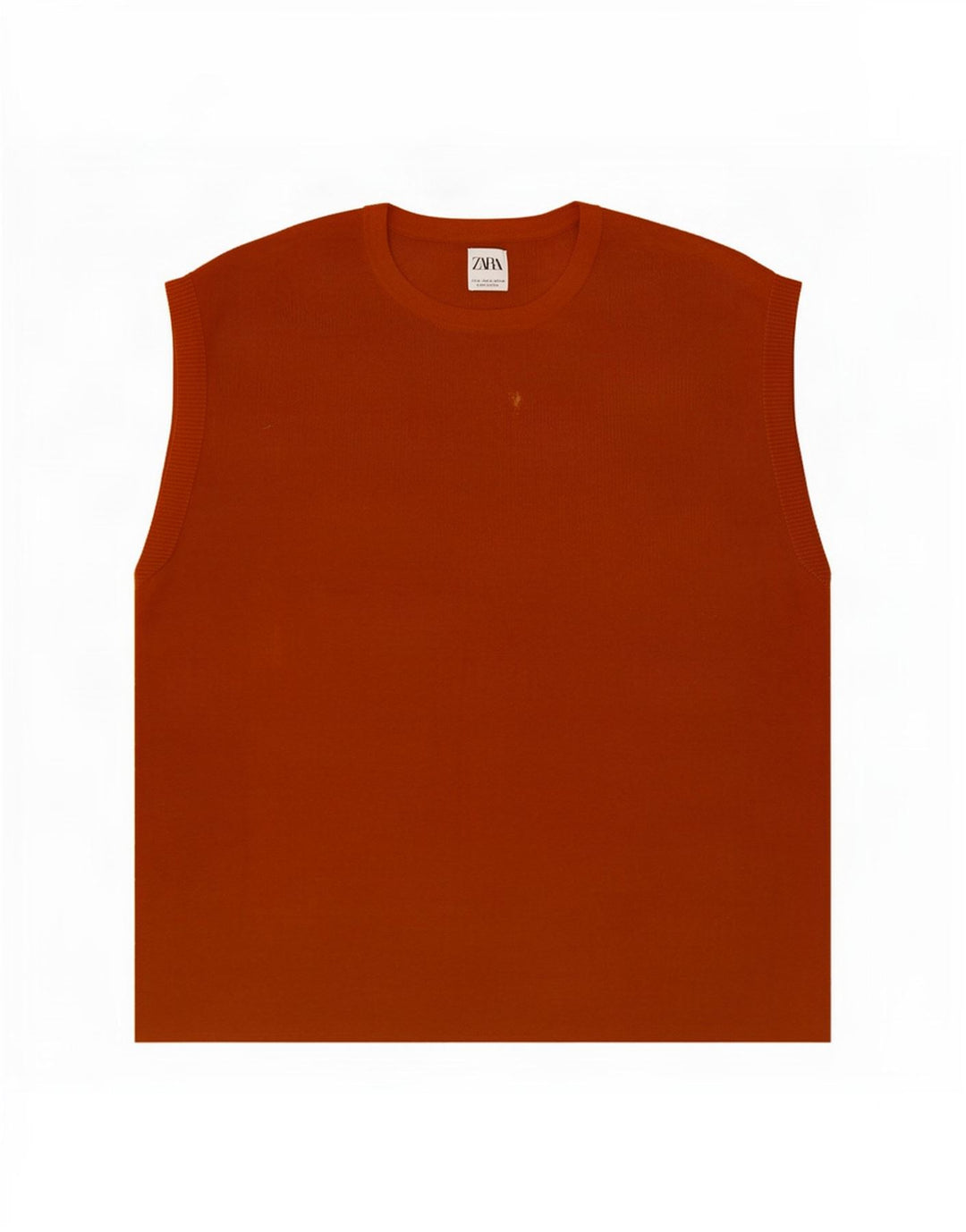 Zara Mens Colete Top XL Laranja Algodão