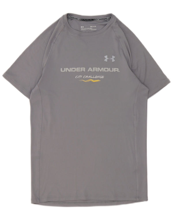 Under Armour Mens Heat Gear Graphic Camiseta Top Pequeno Poliéster Cinza