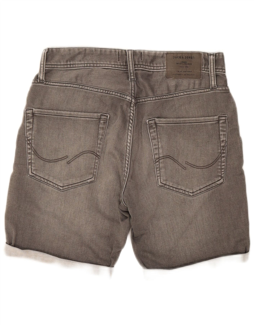 JACK & JONES Shorts jeans masculino de ajuste regular W29 pequeno cinza