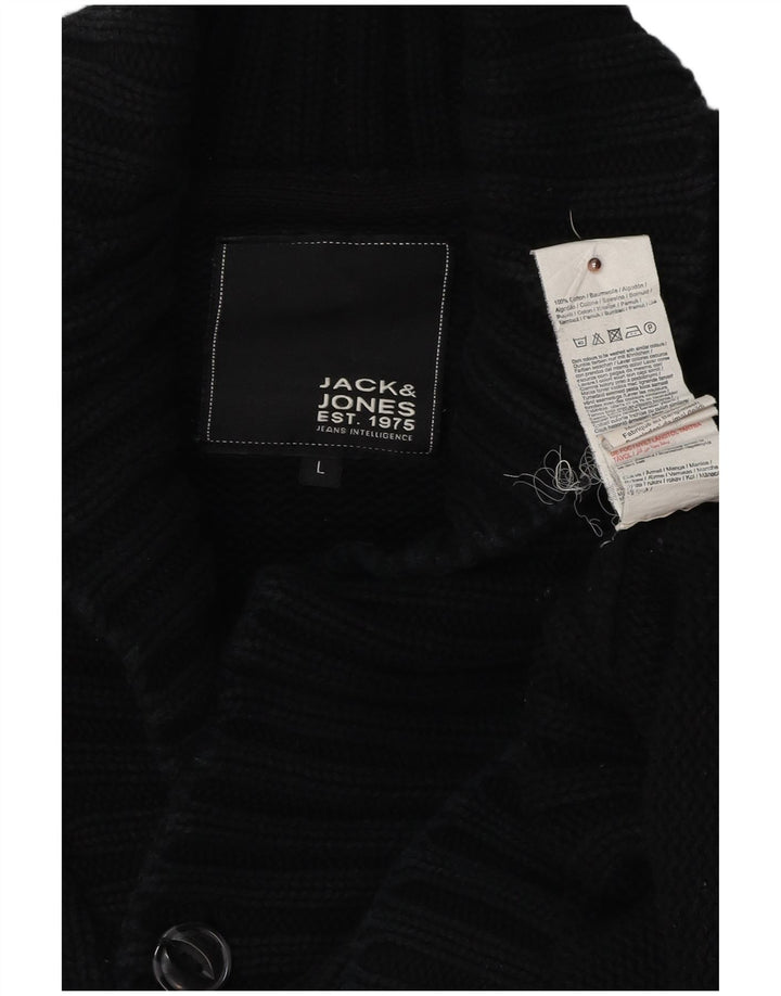 Suéter cardigã masculino JACK & JONES grande algodão preto