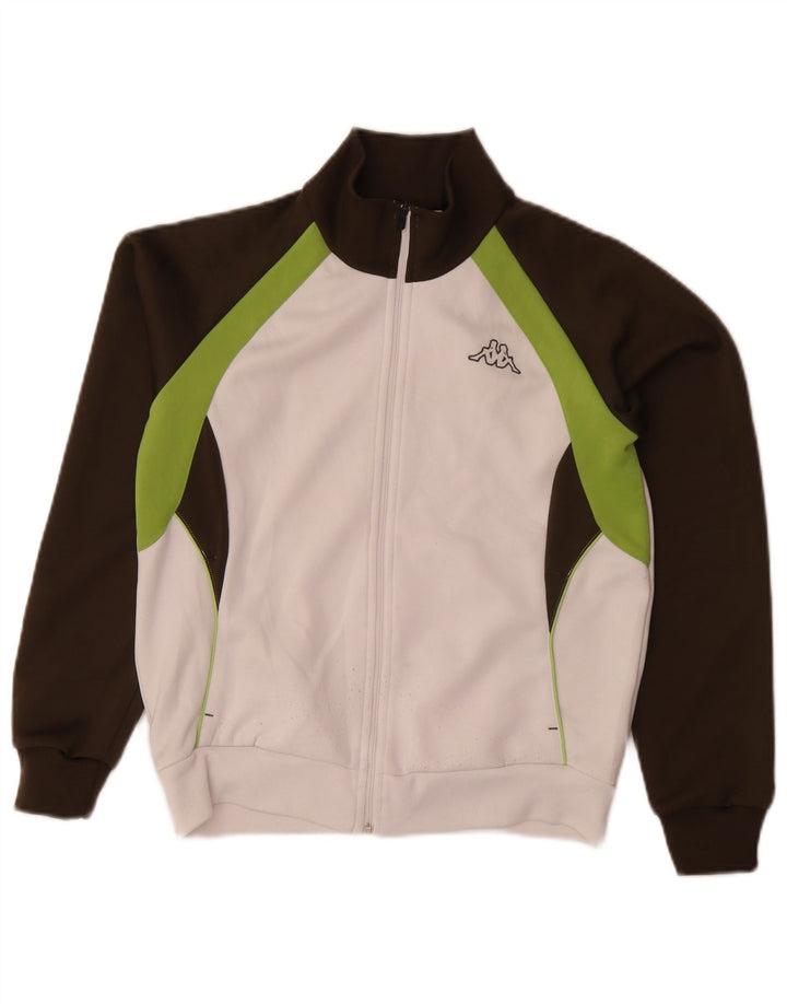 Kappa Womens Tracksuit Top Jacket UK 14 Medium White Colourblock Poliéster