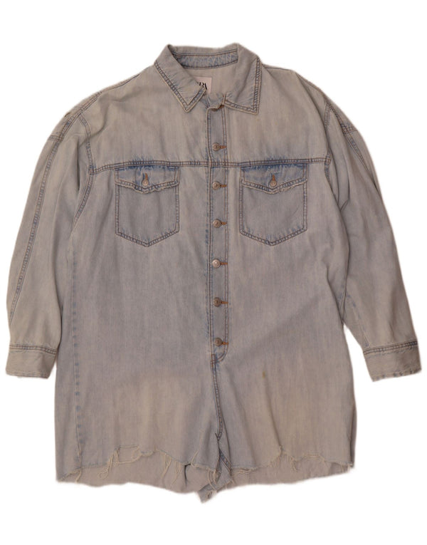 Macacão feminino Zara jeans grande tamanho UK 16 grande algodão azul