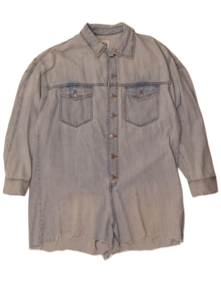 Macacão feminino Zara jeans grande tamanho UK 16 grande algodão azul