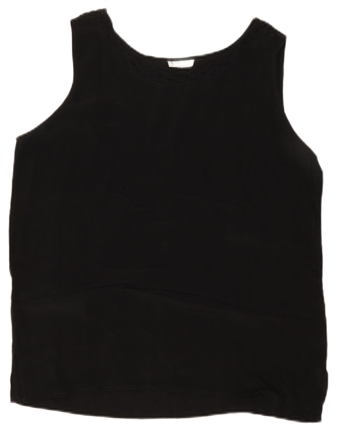 Blusa feminina sem mangas VINTAGE UK 14 seda preta média