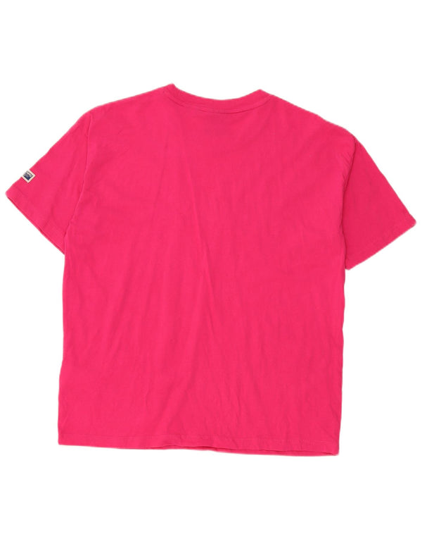 Camiseta feminina Superdry de manga curta com estampa gráfica UK 8 pequena rosa poliéster