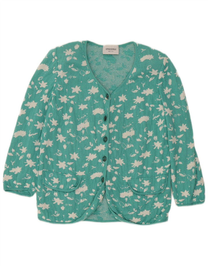 Suéter cardigã feminino STIZZOLI com padrão abstrato Reino Unido 16 grande verde